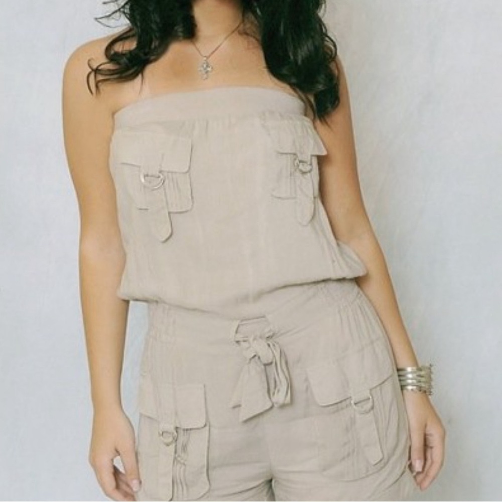 ! Bebe strapless silk mini dress